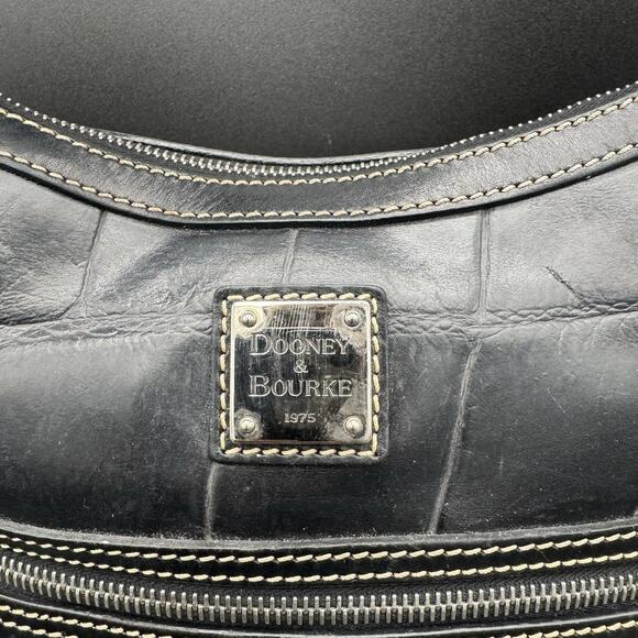 Authentic Dooney & Bourke Black Faux Croc Leather Hobo Shoulder Bag Purse Y2K - Picture 5 of 12